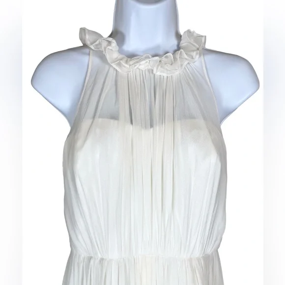 BHLDN Hitherto Camila Silk Maxi Dress Ivory Sheer Bridal Size 4 - Picture 5 of 8